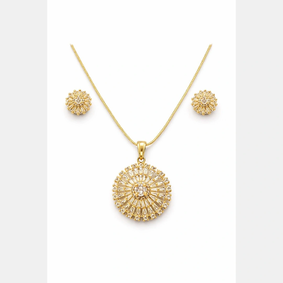 Golden Radiance Pendant Necklace Set