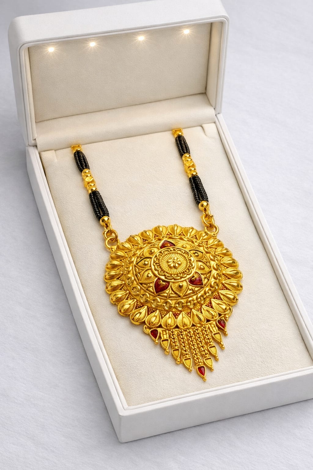 Traditional Gold Finish Black Beaded Mangalsutra