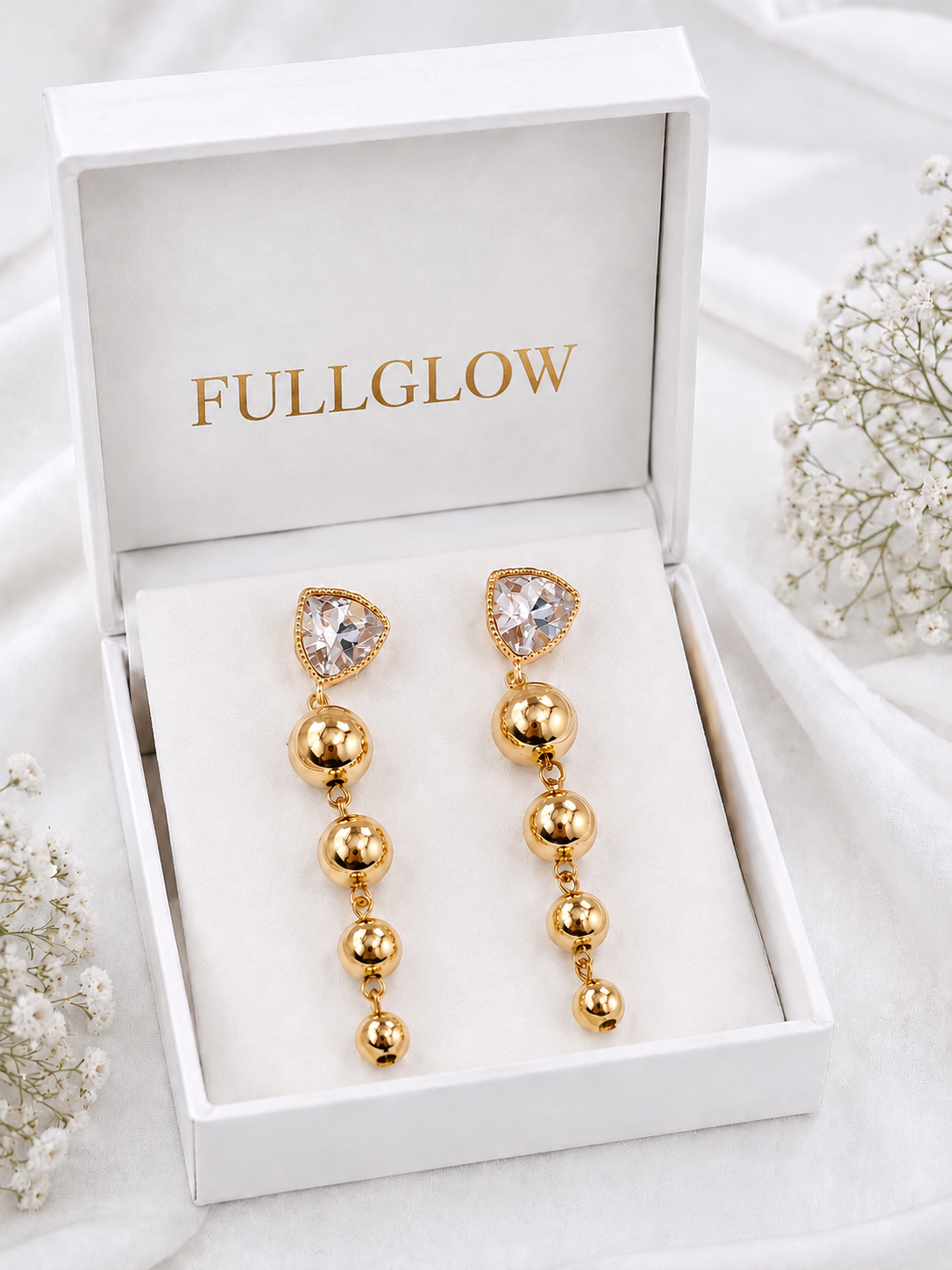 Elegant Gold Ball Drop Earrings