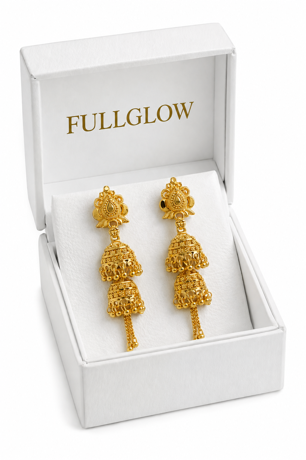 Gold-Tone Traditional Long Jhumka Earrings