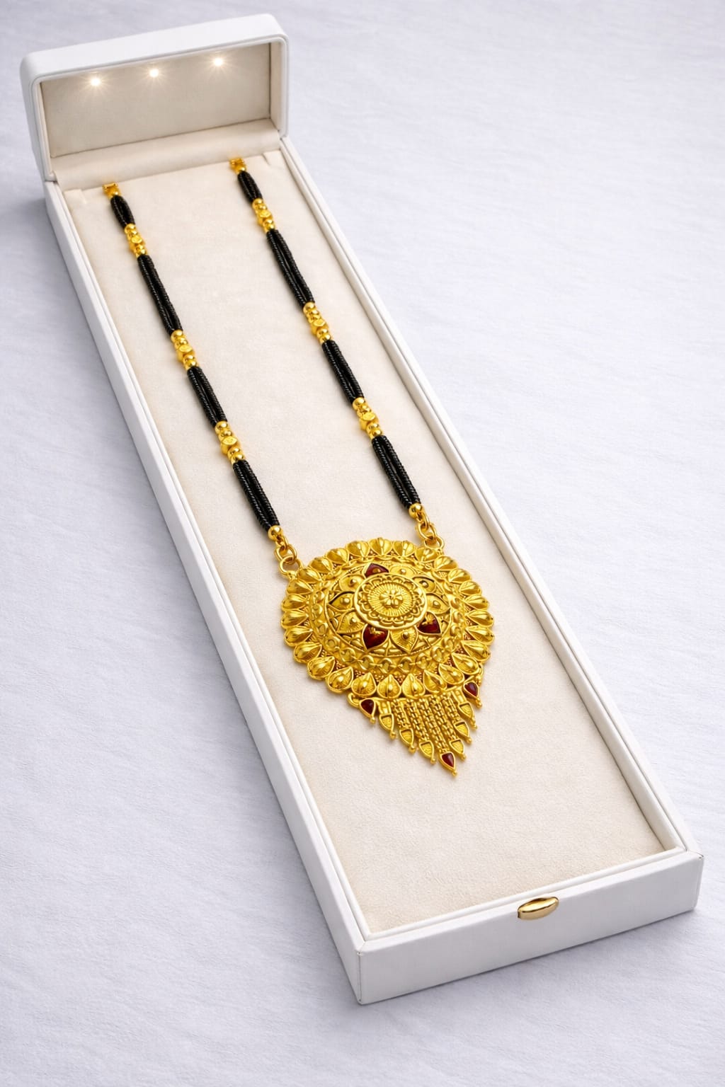 Traditional Gold Finish Black Beaded Mangalsutra - Image 1