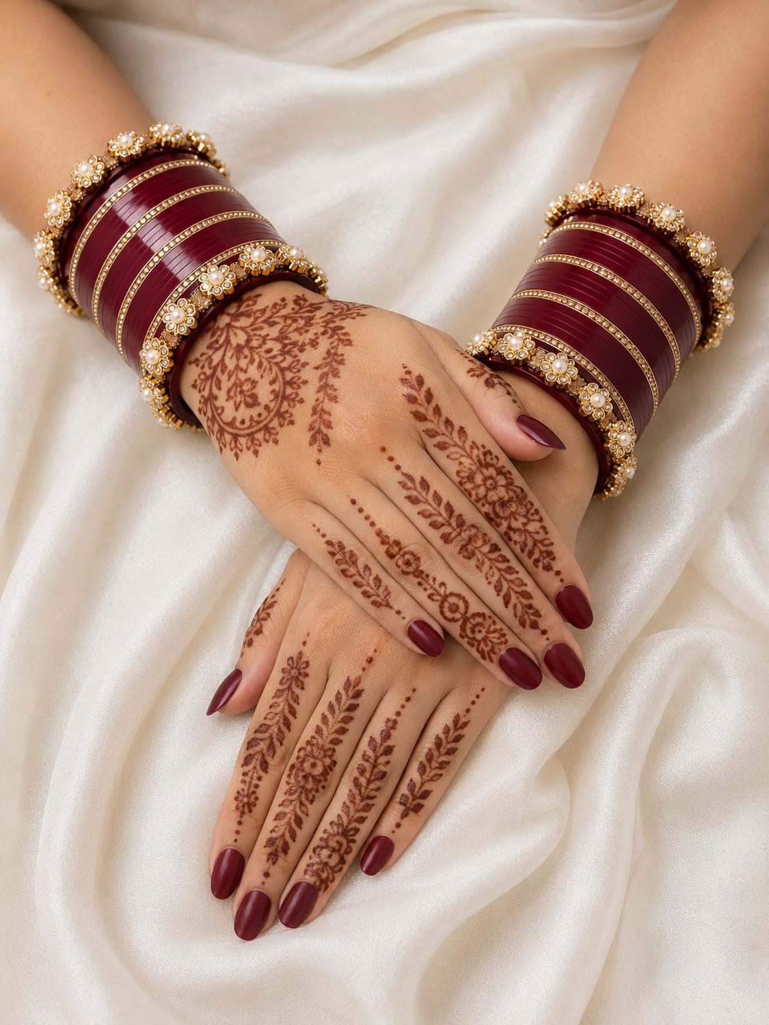 Black Gold Floral Pearl Bangle Set for Women - Image 3